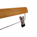 Natural Wooden Trouser Bar Clothes Hangers with Soft-Grip Chrome Clips - 35.5 cm - Image 6