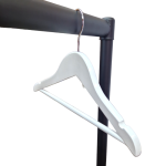 White Wooden Hangers with Wooden Trouser Bar & Shoulder Notches - 45cm - Image 4