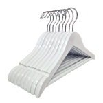 White Wooden Hangers with Wooden Trouser Bar & Shoulder Notches - 45cm - Image 2