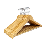 Natural Wood Flat Hangers with Trouser Bar & Shoulder Notches- 45 cm - Image 2
