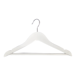 White Wooden Hangers with Wooden Trouser Bar & Shoulder Notches - 45cm