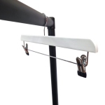 White Wooden Trouser Bar Clothes Hangers with Soft-Grip Chrome Clips - 35.5 cm - Image 2