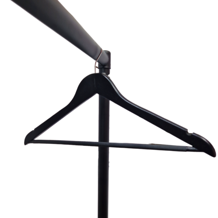 Black Wooden Hangers with Wooden Trouser Bar & Shoulder Notches - 45 cm - Image 4