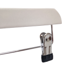 White Wooden Trouser Bar Clothes Hangers with Soft-Grip Chrome Clips - 35.5 cm - Image 3