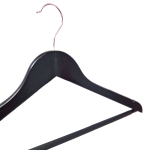 Black Wooden Hangers with Wooden Trouser Bar & Shoulder Notches - 45 cm - Image 3