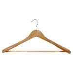 Natural Wooden Coat Hangers with Broad Shoulders & Trouser Bar - 45.5 cm - Image 3