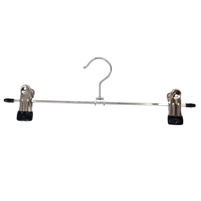 Chrome Metal Clip Hangers Adjustable Non-Slip With Soft Grip Endings - 30 cm - Image 1