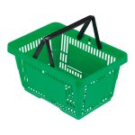 10 Green Plastic Shopping Basket - 22L