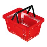10 Red Plastic Shopping Basket - 22L