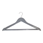Grey Anti Slip Wooden Hangers with Trouser Bar & Shoulder Notches - 45 cm