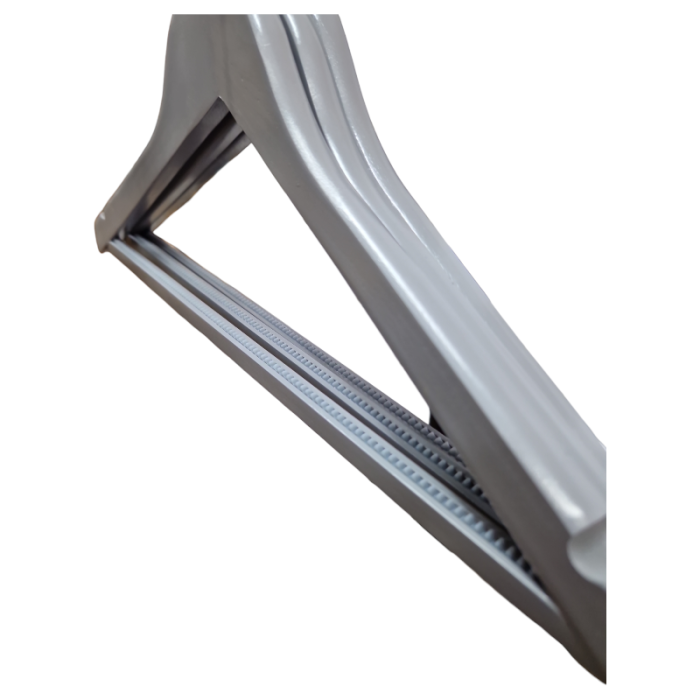 Grey Anti Slip Wooden Hangers with Trouser Bar & Shoulder Notches - 45 cm - Image 3