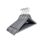 Grey Anti Slip Wooden Hangers with Trouser Bar & Shoulder Notches - 45 cm - Image 4