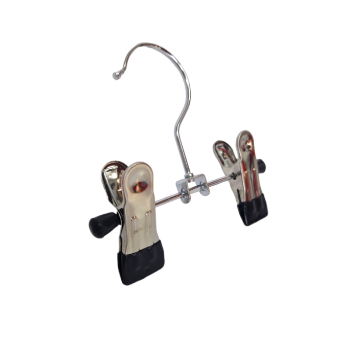 Chrome Metal Clip Hangers Adjustable Non-Slip With Soft Grip Endings - 13 cm - Image 2