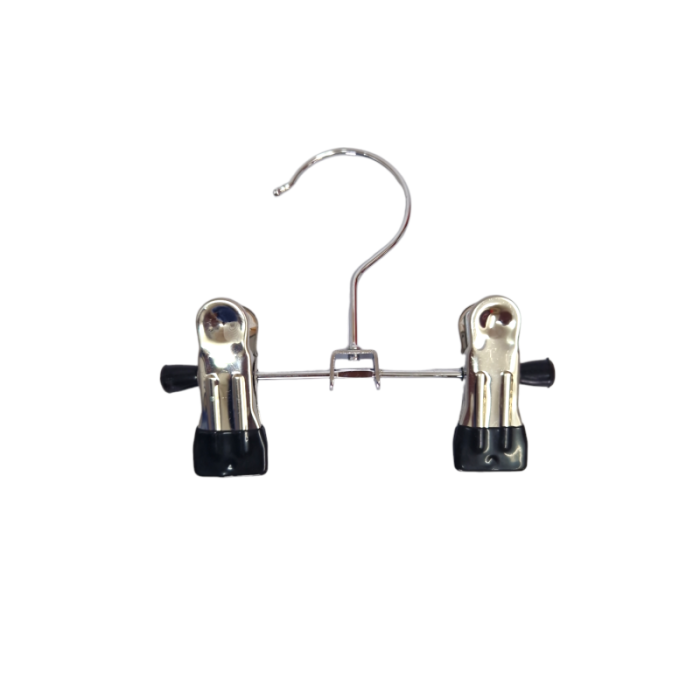 Chrome Metal Clip Hangers Adjustable Non-Slip With Soft Grip Endings - 13 cm - Image 1
