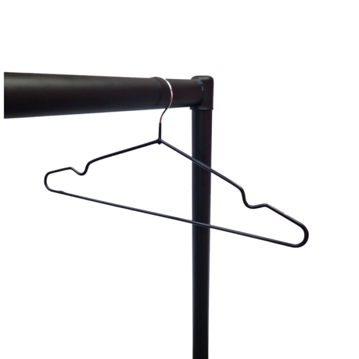 Black Non-Slip Coated Metal Hangers with Shoulder Notches and Trouser Bar - 40.5 cm - Image 3