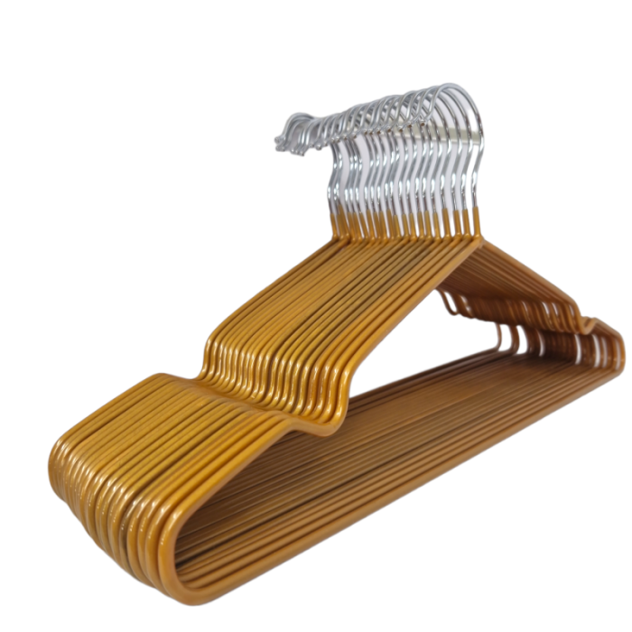 Gold Non-Slip Coated Metal Hangers with Shoulder Notches and Trouser Bar - 40.5 cm - Image 2