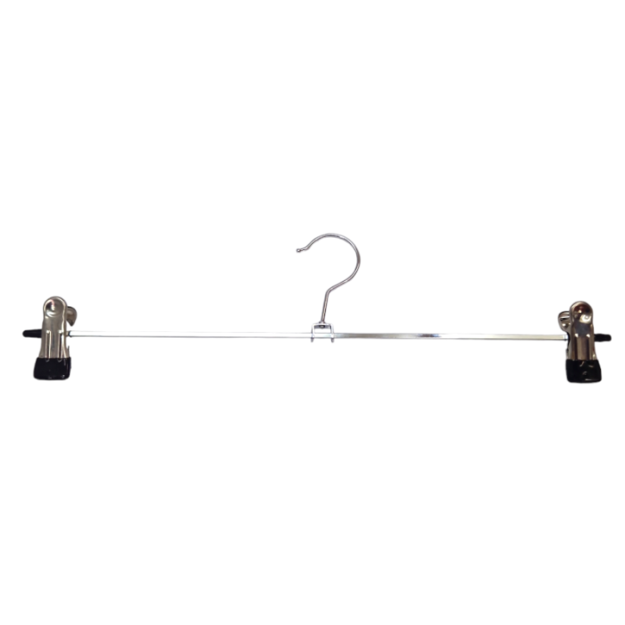 tmp_709a2111-0b11-4038-89f2-865856a2734e Chrome Metal Clip Hangers Adjustable Non-Slip With Soft Grip Endings - 40 cm - Image 1