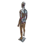 Chrome Female Full Body Mannequin - Bend Arm - Image 2