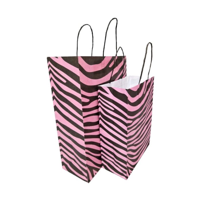 Pink Zebra Hand Carry Paper Bags - Image 1