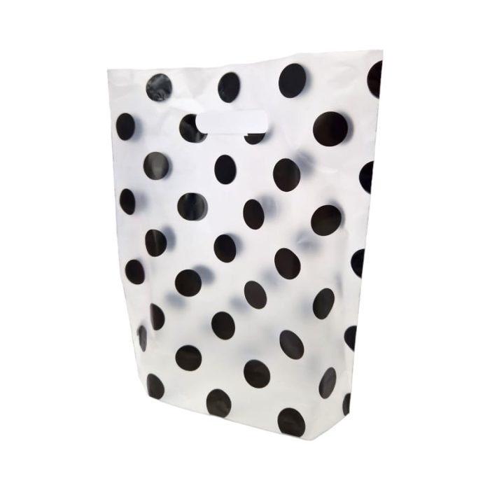 Polka dot Black Plastic Hand Carry Bags (Clear) - Image 1