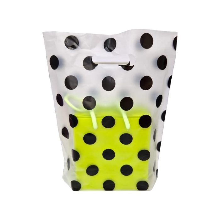 Polka dot Black Plastic Hand Carry Bags (Clear) - Image 3