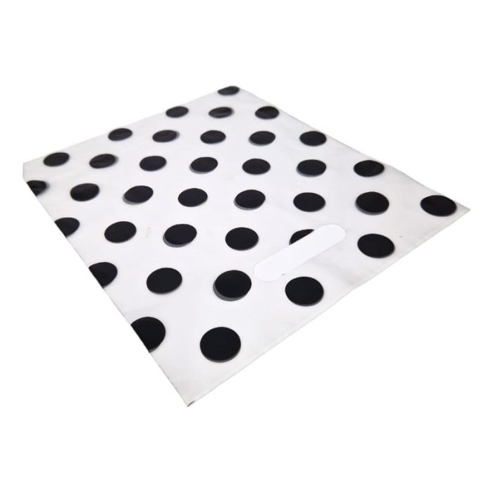 Polka dot Black Plastic Hand Carry Bags (Clear) - Image 2