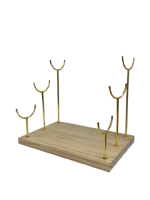 3 Tier Wooden Bangles Display Stand with Pink Velvet Bars - Image 4