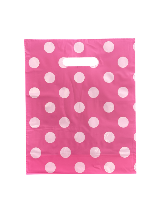 IMG_3112-Photoroom Pink Polkadots Plastic Hand Carry Bag - Image 1