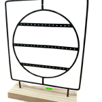Black Round Metal Earring Display Stand with Wooden Base