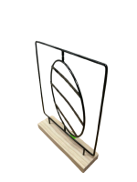 Black Round Metal Earring Display Stand with Wooden Base - Image 2