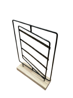 Black Square Metal Earring Display Stand with Wooden Base - Image 2
