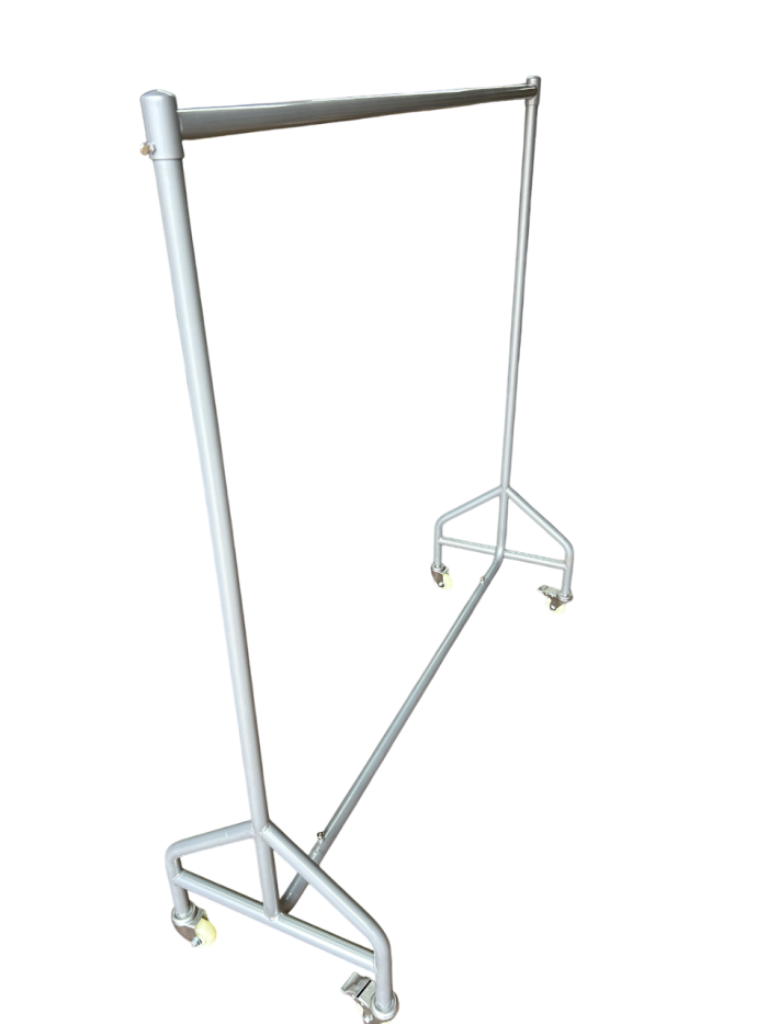 5ft Heavy-Duty Grey Clothes Rail with Brakes - Image 5