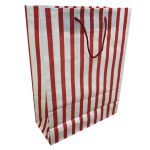 Red & White Striped Paper Gift Bag with Rope Handle - Pack of 10