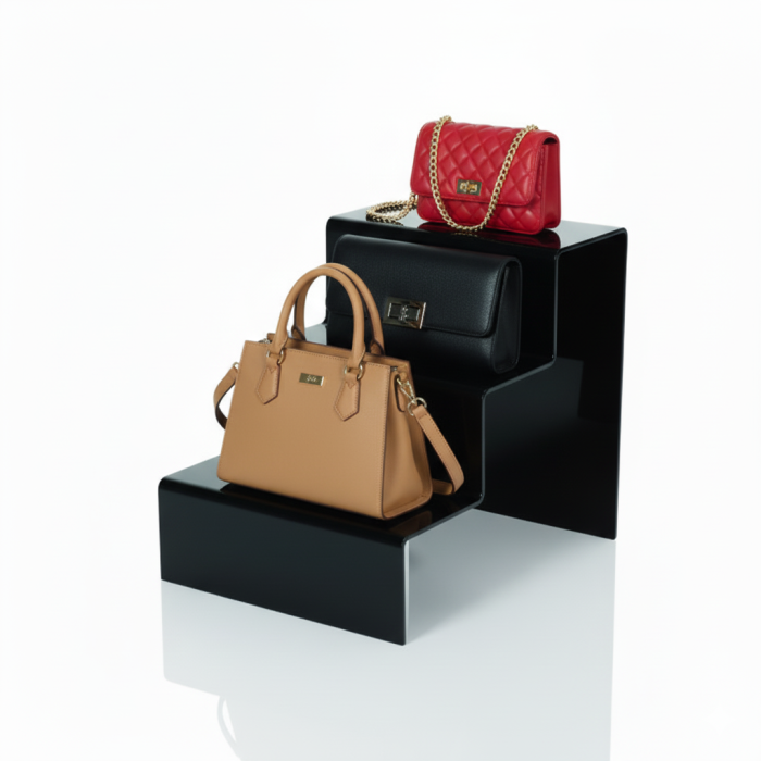 3 Step Black Acrylic Display Stand - Image 2