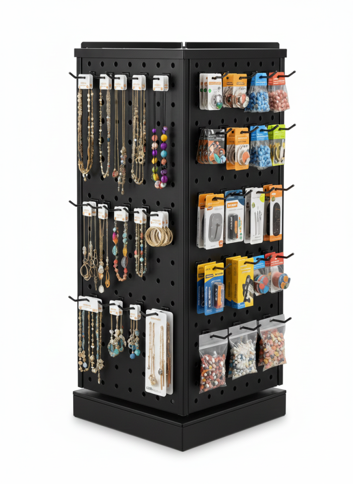 Pegboard Rotating Metal Display Stand with 20 Hooks - Image 2