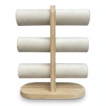 3 Tier Wooden Bangles Display Stand with Cream Velvet Bars