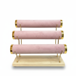 3 Tier Wooden Bangles Display Stand with Pink Velvet Bars