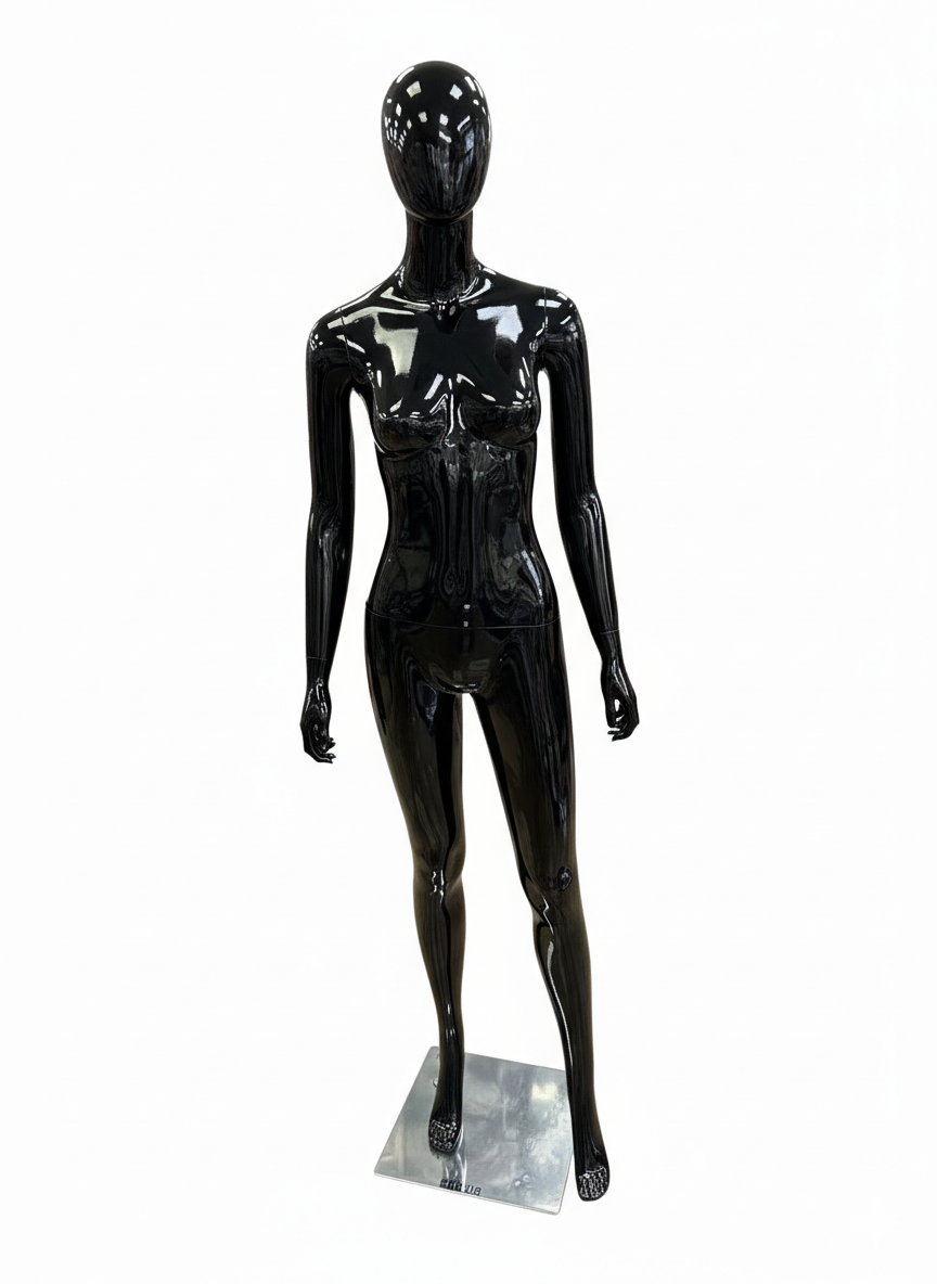 Black Female Full Body Mannequin - Straight Arms
