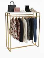 Gold Clothing Display Rail with Top Marble Shelf - Image 2