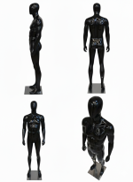 Male Full Body Fibreglass Mannequin – Gloss Black - Image 2