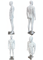 Male Full Body Fibreglass Mannequin – Gloss White - Image 2