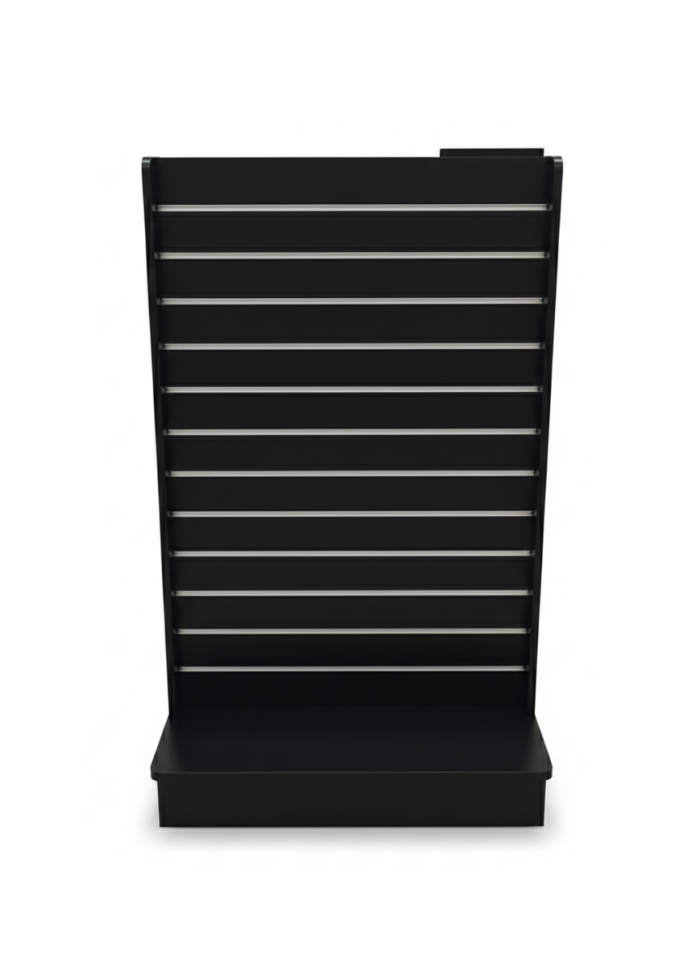 Black Double Side Slatwall Gondola Display Unit with Wheels - Image 4