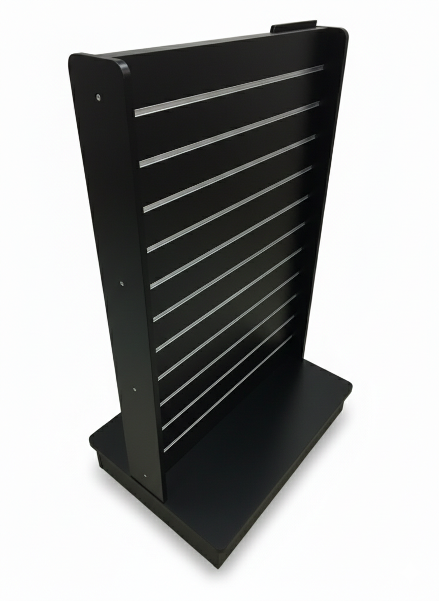 Black Gondola S222 (4) Black Double Side Slatwall Gondola Display Unit with Wheels - Image 1