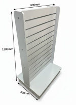 White Double Side Slatwall Gondola Display Unit with Wheels - Image 3