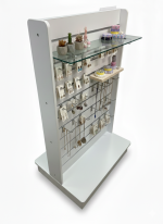 White Double Side Slatwall Gondola Display Unit with Wheels - Image 2