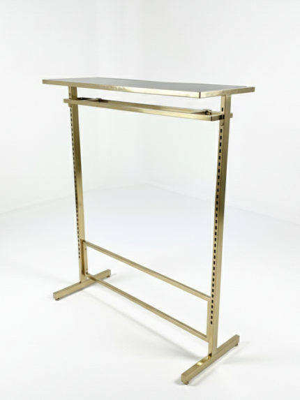 Boutique Gold Clothes Rail with Shiny Top Shelf
