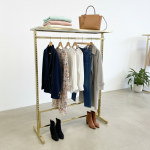 Boutique Gold Clothes Rail with Shiny Top Shelf - Image 4