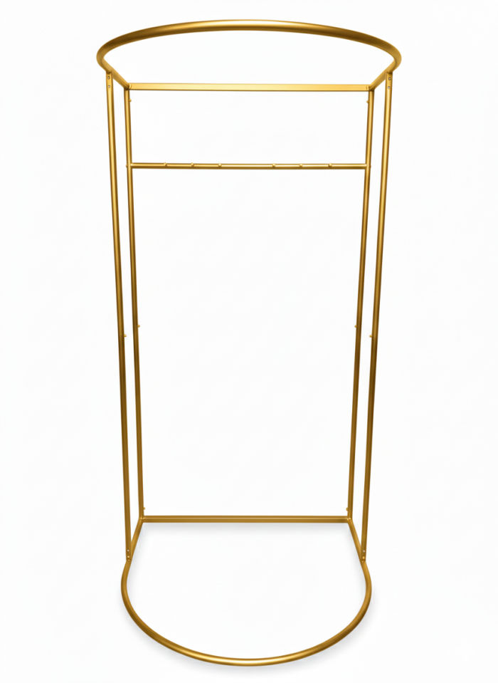 Portable Gold Rail Fitting Room - Brown Curtain - Image 3