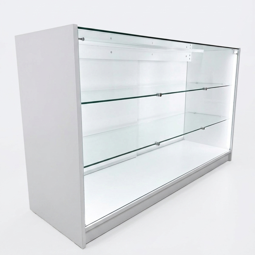 6ft white wood (4) 6Ft White Wooden Shop Display Counter - Image 1