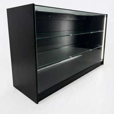 6Ft Black Wooden Shop Display Counter